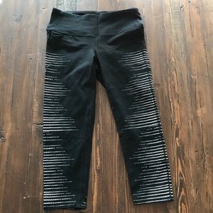 Athleta Black & White Striped Cropped Legging